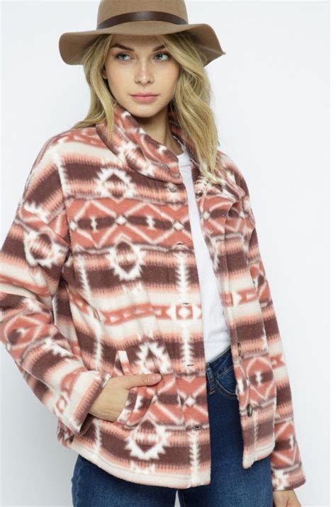 Stay Warm in Style with our Aztec Print Fleece Jacket